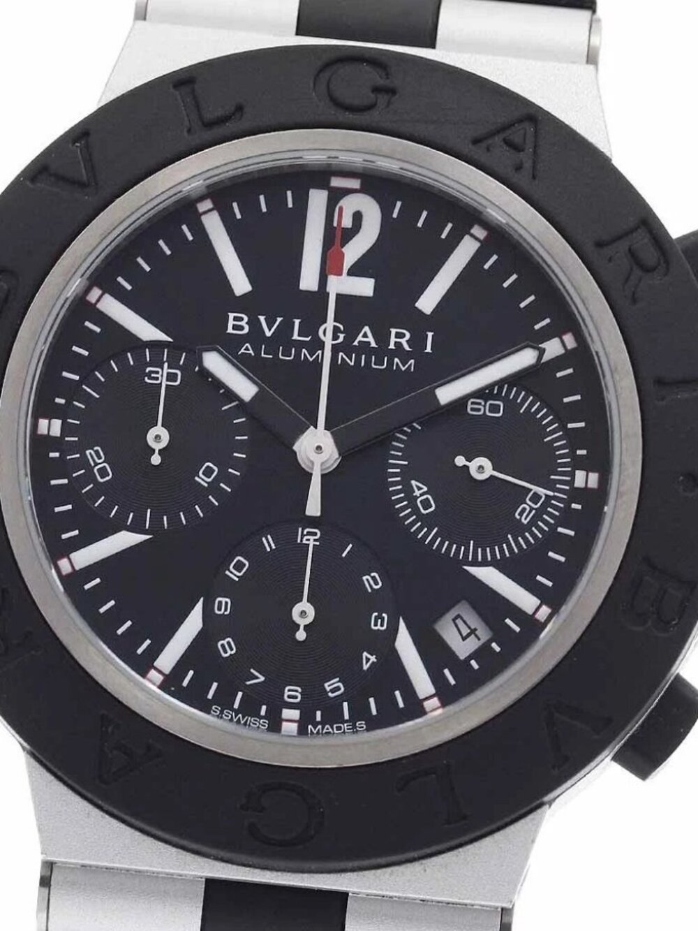 BVLGARI Aluminum BB41ATCH Chronograph Black Dial Automatic Men's Watch_955537